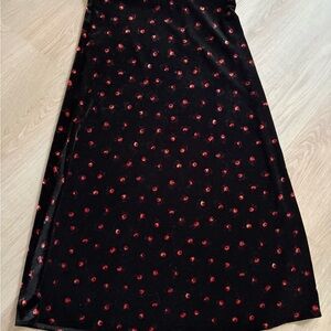 LOFT Black Skirt with Red Dots